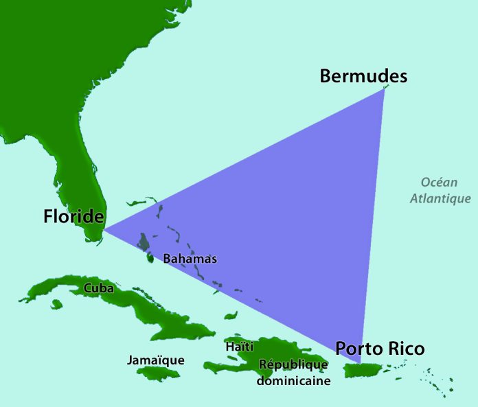 Mapa del triangulo de las bermudas.